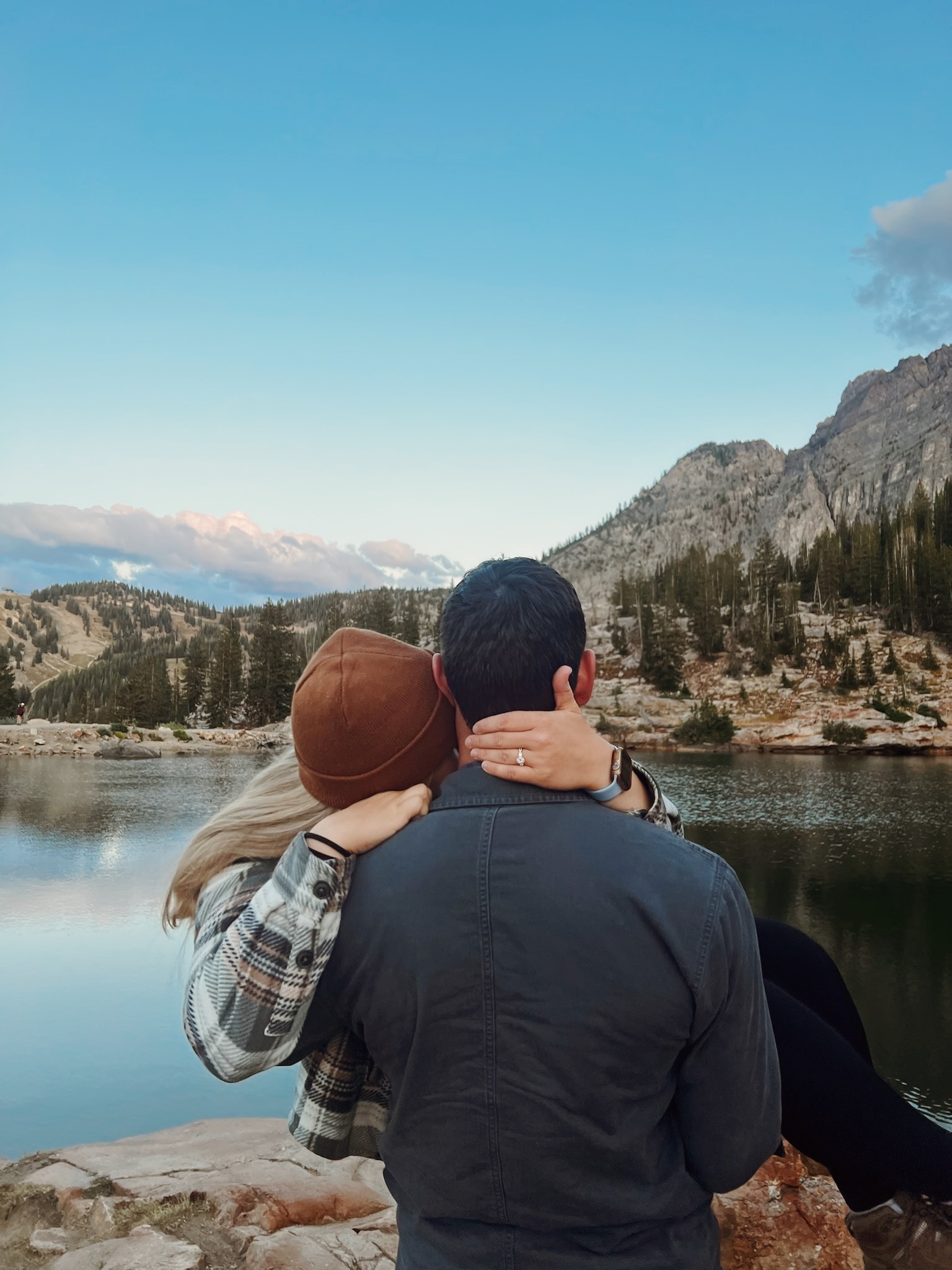 Celebrating the engagement at Cecret Lake